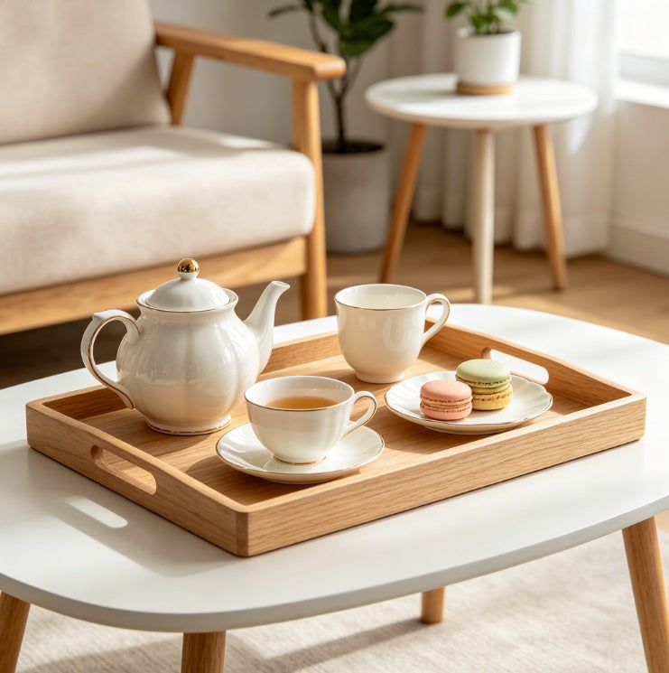 Solid Oak Afternoon Tea Tray