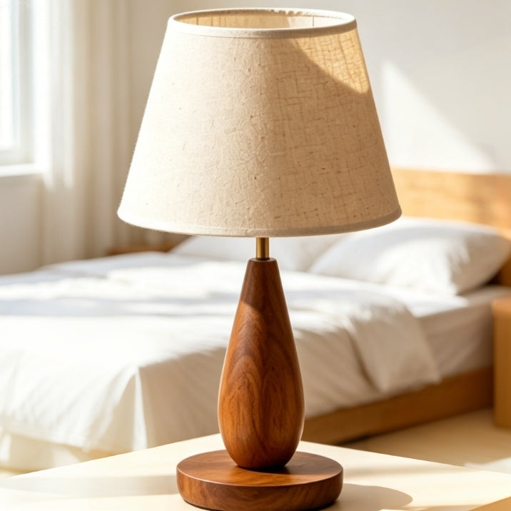 Solid Oak Teardrop Table Lamp