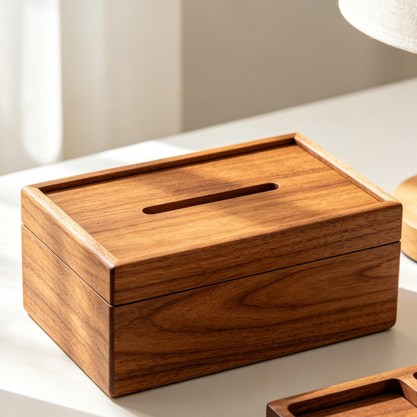 Natural Wood Bathroom Tissue Box Cover
